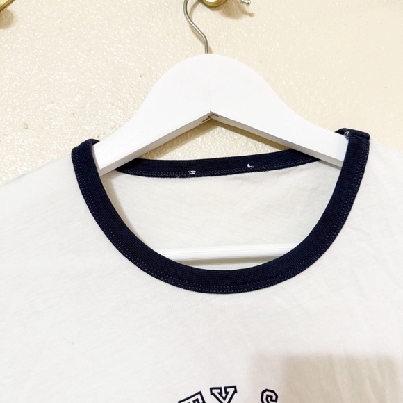 SPORTY & RICH California Emblem Ringer Short Sleeve White/Navy Blue Tee - Picture 8 of 11